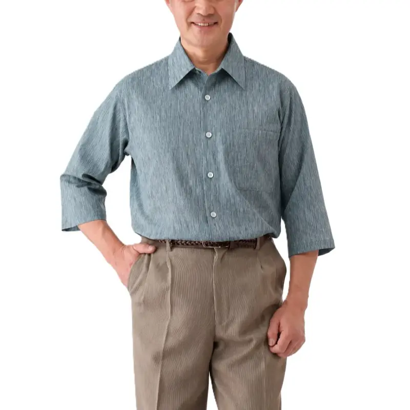 高島ちぢみ七分袖シャツ