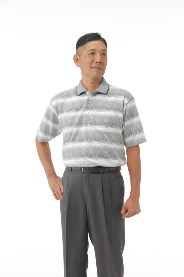 5分袖ジャカードポロ