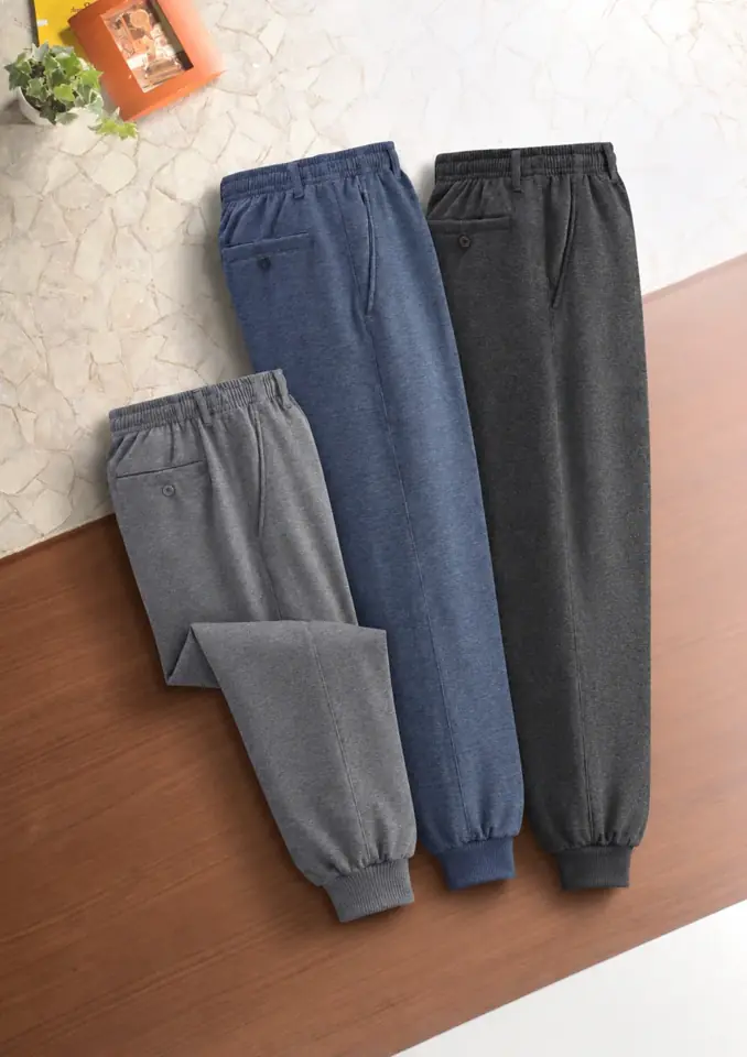 裏起毛 綿混パンツ 裾リブ3色組